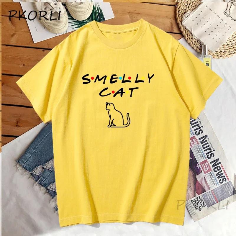 Smelly Cat T-shirt Women Harajuku Friends Tv Show Tshirt Funny Woman Cotton Short Sleeves Tee Shirt Summer Print Tee Shirts