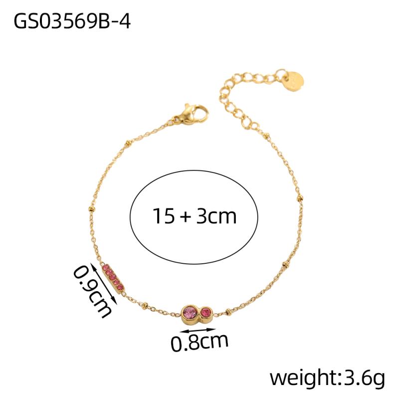 CARLIDANA Gold Plated Non Tarnish Jewelry Zircon New Colorful Zircon Pendant Chic Women Stainless Steel Link Chain Bracelet