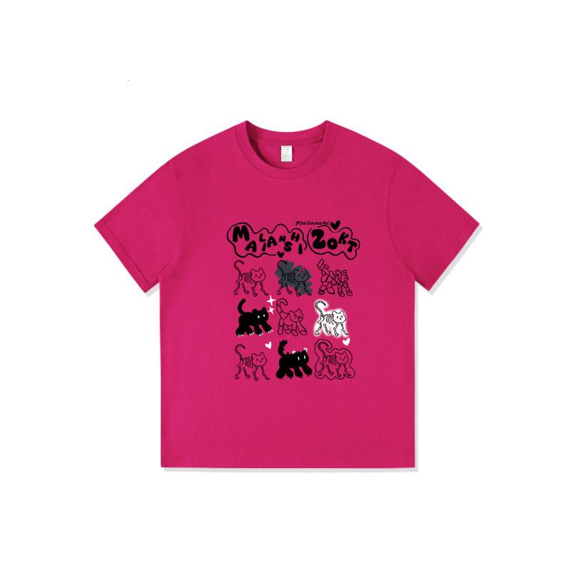 Pure cotton American retro short-sleeved t-shirt women's new popular design sense niche loose large size cartoon trendy top