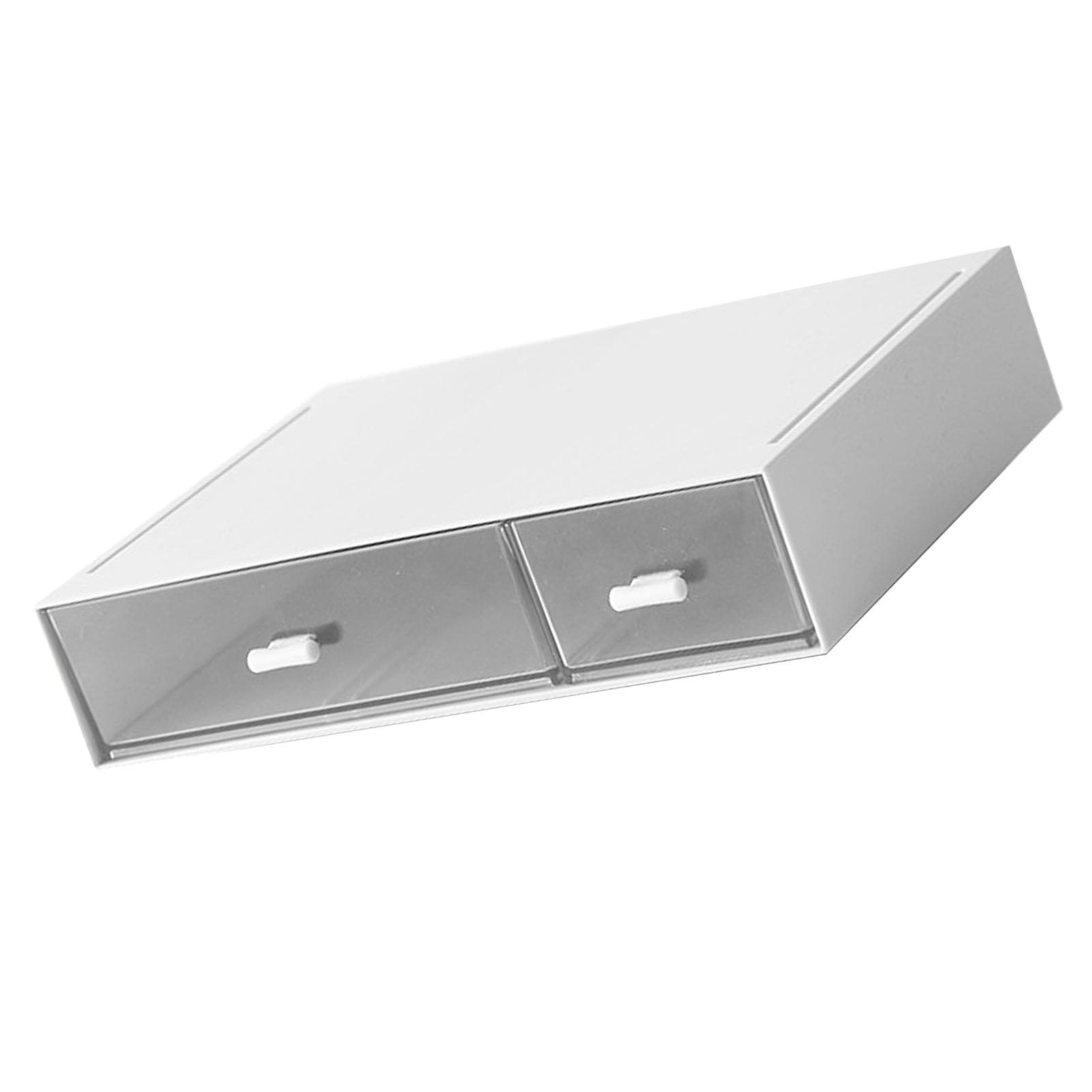 

Desk with 2 Drawers Stackable Plastic Desk Storage Box Desktop Organization for Home Collection Cosmetics Supplies