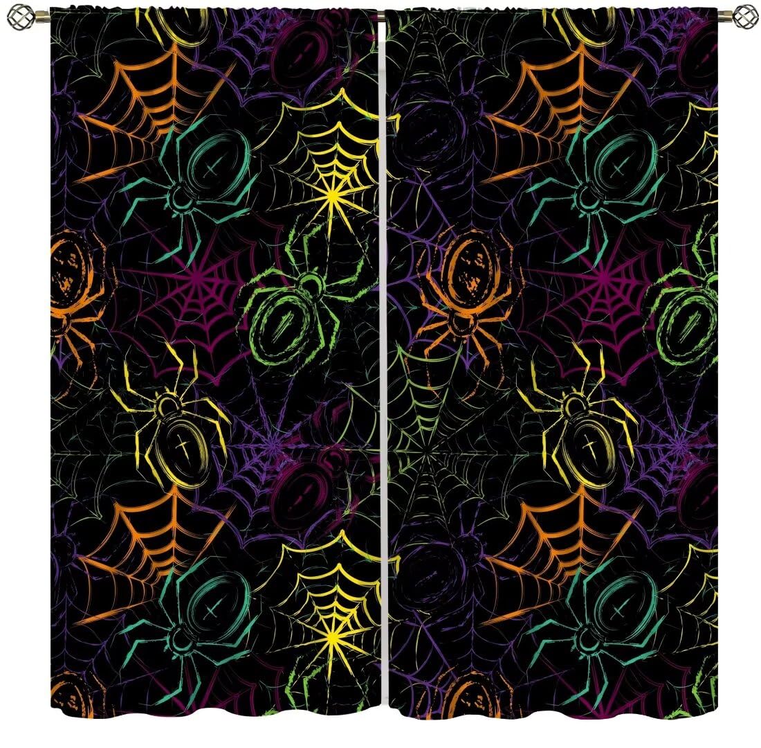 Superhero Spider Web Curta,Blue Red Window Treatments For Kids Boy Bedroom Office Study Halloween Theme Spider Print 2 Panel 53x116cm 2pc21x46in