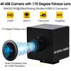 Cameră ELP Cameră web USB 4K Mini cameră cu unghi larg 170 de grade Obiectiv Fisheye Cameră web Full HD 2160P 30FPS Cameră Sony și driver Distribuție video Acasă