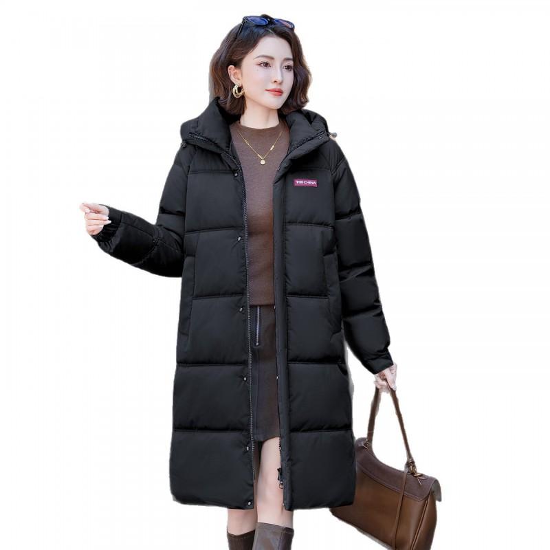 Womens Long Puffer Coat 2026 Winter Hooded Warm Cotton-Padded Jacket Casual Loose Fit Daily Wear