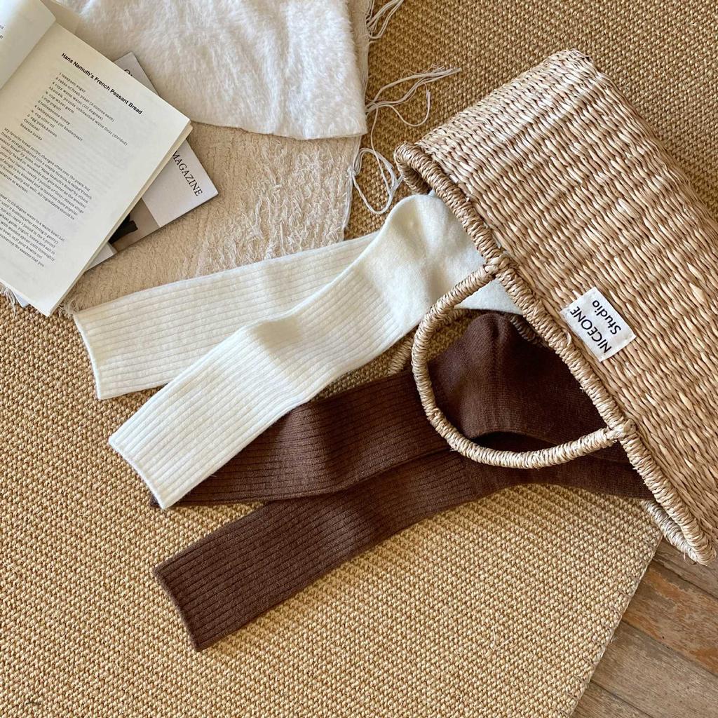 Seasonal Pile Socks Thicken Warm Vertical Pattern Slimming With Wool Maillard Coffee Color Calf Socks Stocking Socks Women