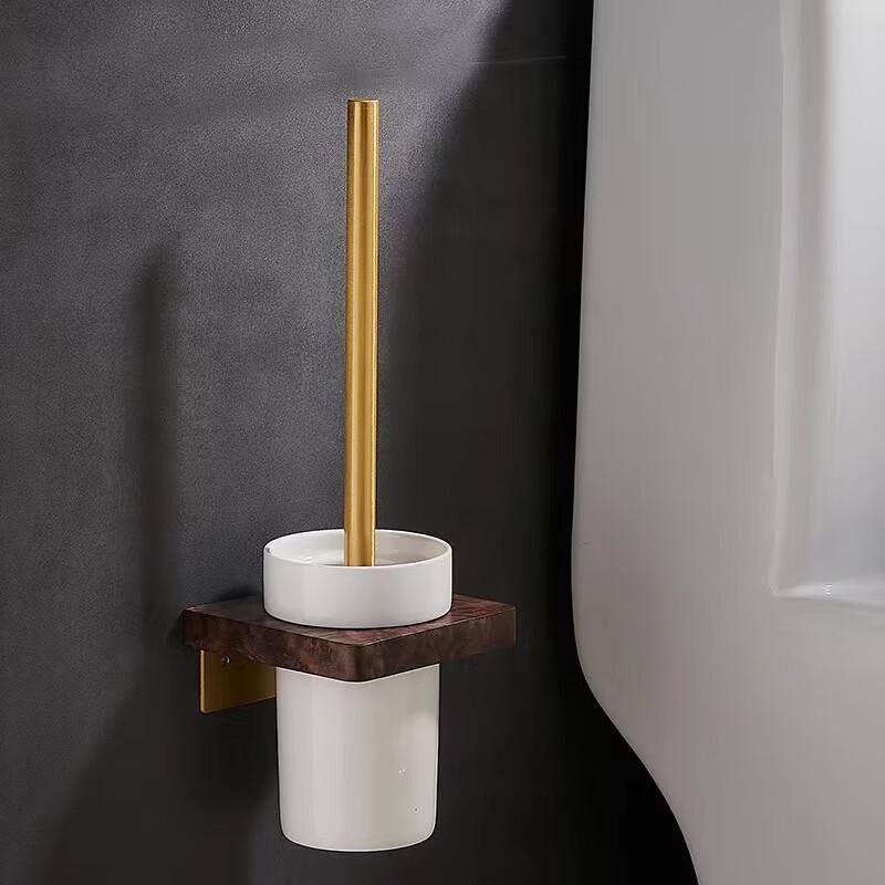 Yipan Black Walnut Style Aluminum Bathroom Towel Rack and Shelf