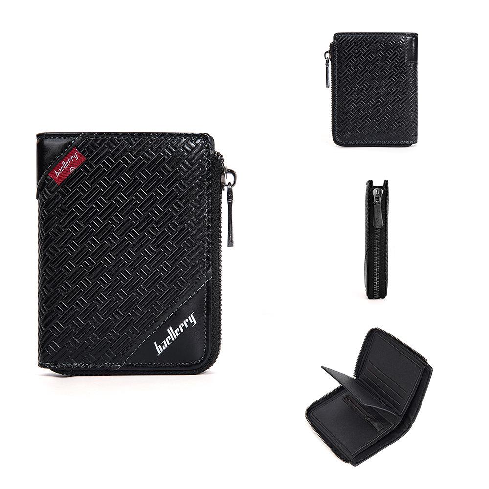 

Мужской короткий кошелек на молнии Baellerry - Защита от кражи, Защита от размагничивания, Отделение для кредитных карт и Зажим для денег чёрный
