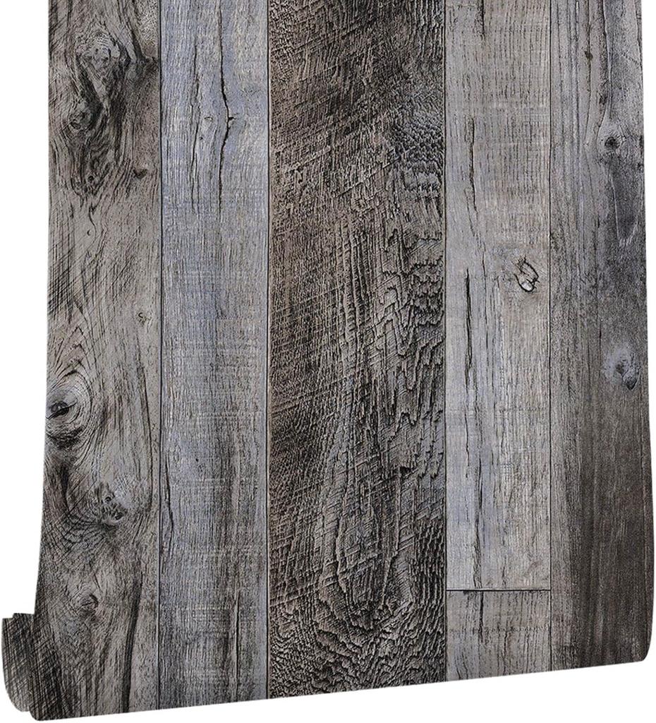 Gray Wood Peel and Stick Wallpaper Wood Planks Self Adhesive Wallpaper Backsplash Line Removable Wall Paper for Bathroom Decor