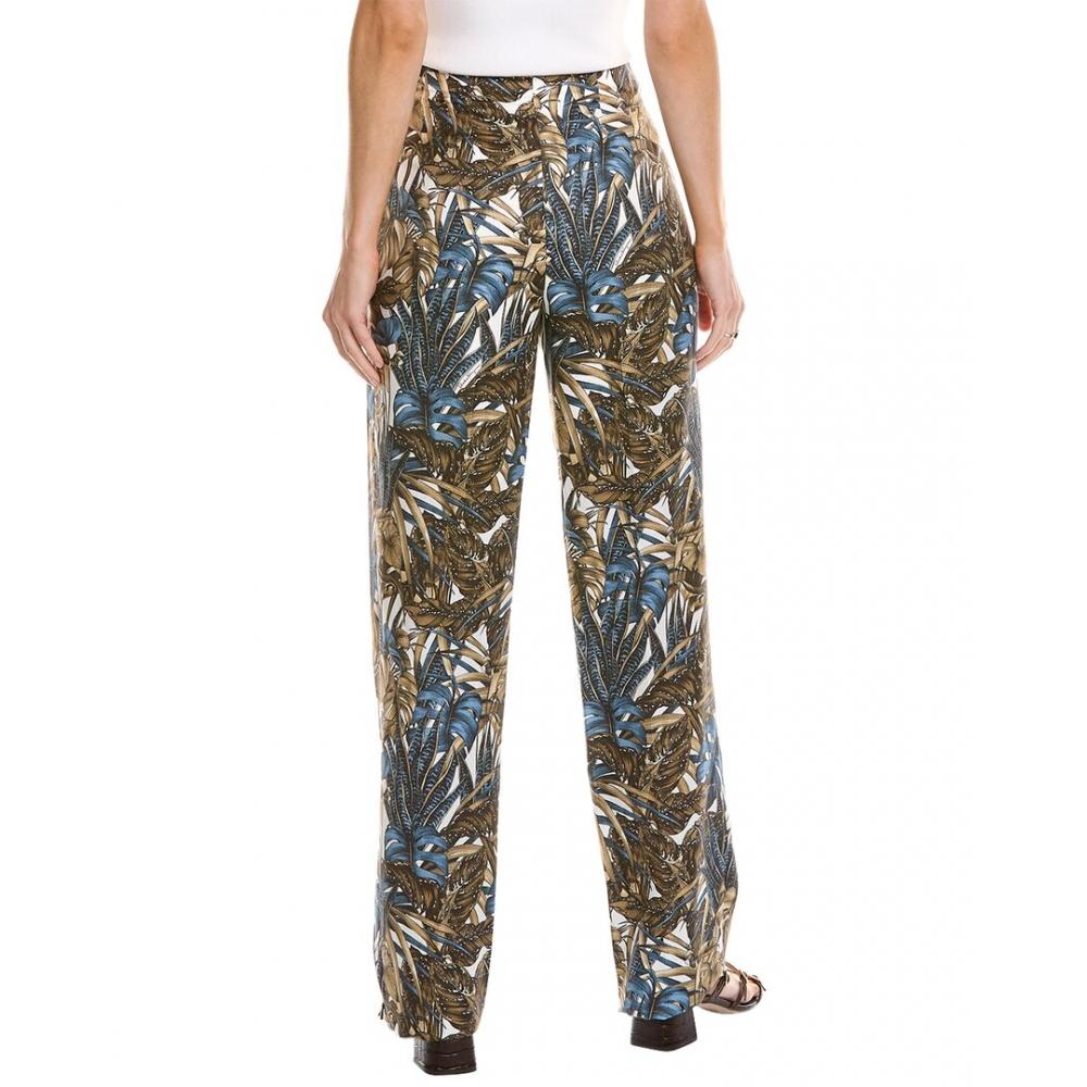Salvatore Ferragamo Ferragamo Printed Foliage Silk   Linen Blend Pant White