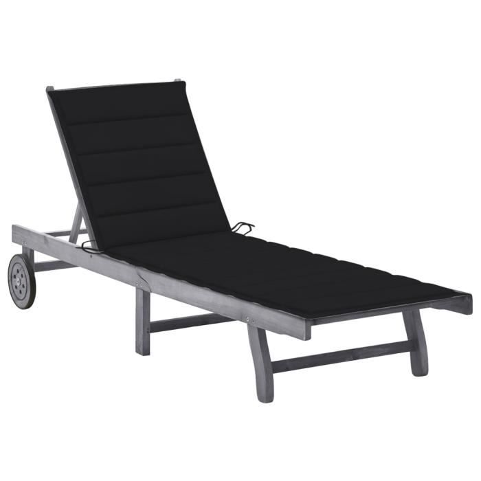 VidaXL Garden Lounge Chair with Cushion Grey Solid Acacia Wood