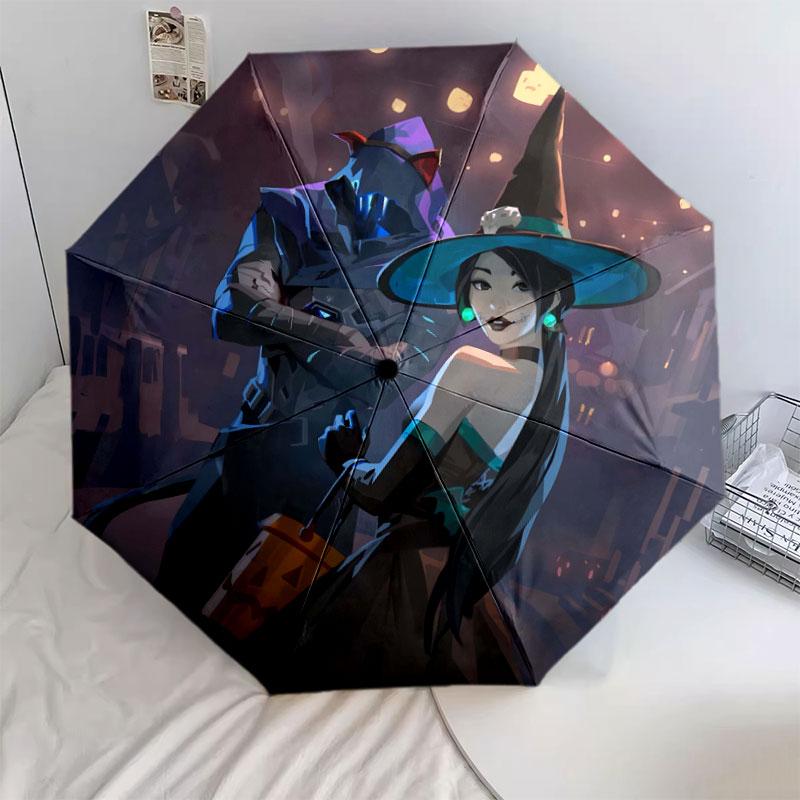 Зонт с узором Valorant, Новый стиль, 1 шт., Автоматически складывающийся, Портативный дизайн, Зонт для путешествий, Уличный зонт