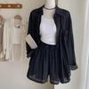Women's Korean-Style Casual Sun Protection 3-Piece Set: Spring/Summer Cardigan, Camisole, High-Waisted Shorts