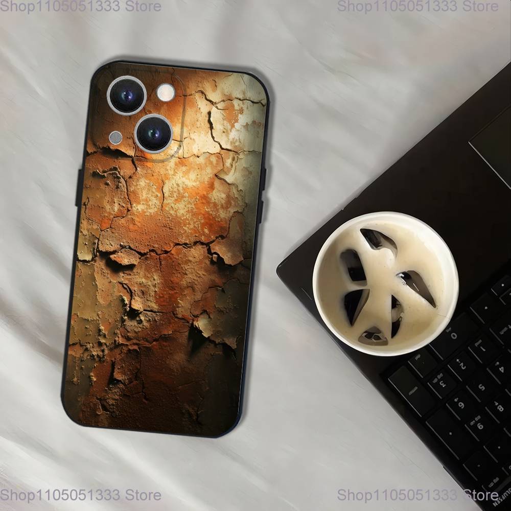 Retro Industrial Style Rusty Phone Case For iPhone 17,16,15,14,13,12,11,Pro,XS,Max,XR,Plus,E,SE4,Mini Black Soft Cover