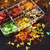 Colorful Ginkgo Leaf Nail Glitter Sequins Mixed Shiny Fallen Leaf Flakes DIY Autumn Nail Art Decoration Accessories Tool