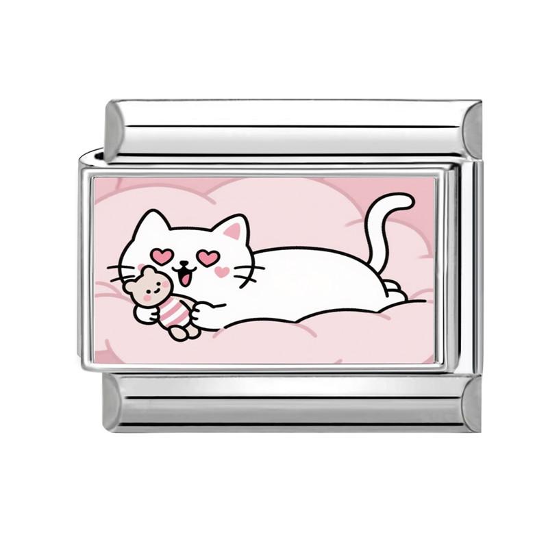 

New Y2K Cute Cartoon Dogs Cats Rabbit Rose Corgi Italian Charm Links Fit 9mm Stainless Steel Bracelet Couple DIY Making Jewelry
