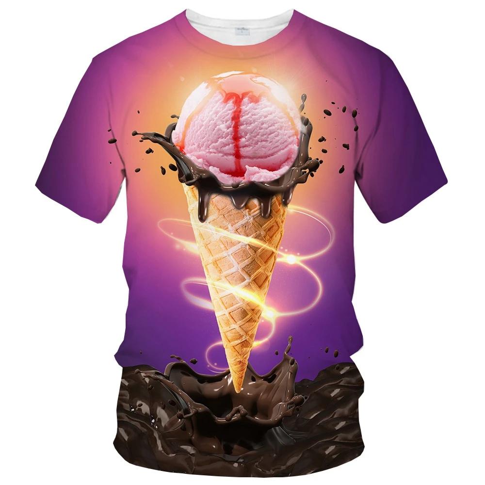 Fashion Ice Cream T-Shirts Summer Novelty Children's T-Shirt Boy Girl Clothes from 5 to 6 Years Tops Round Neck Girls Clothing