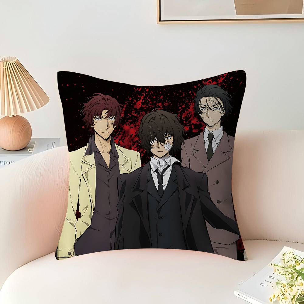 Anime B-Bungo Stray Dogs Cushion Cover Car Throw Pillow Case For Sofa Car Christmas Gift 40x40cm 45x45cm
