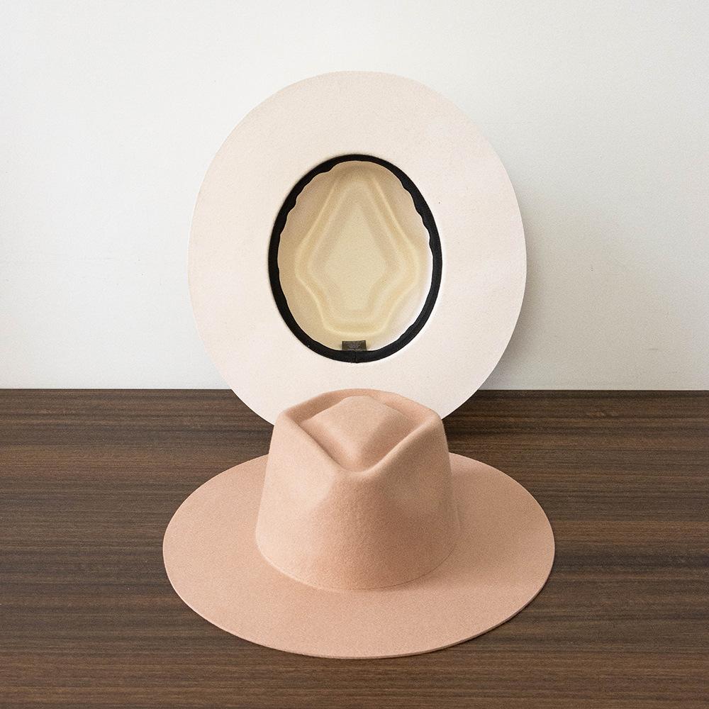 100% Wool Western Fedora Hat Women Men Autumn Winter Casual Felt Cowgirl Hat Outdoor Sunshade Warm Concave Shape Fedoras Top Hat