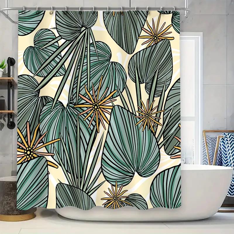 

Greenery Shower Curtain With Sunburst Pattern Vibrant Bath Decoration For Modern Bathroom Decorations Easy Install W60H190(CM)-1 Pcs
