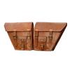 Motorcycle Side Light Brown Leather Side 2 Bag Pouch Saddlebags Panniers Saddle
