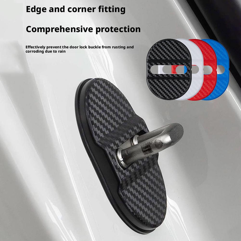 For Car Door Lock Plastic Car Door Lock Protective Cover Cushion Anti Rust Sleeve Car Accessories Styling Mouldings 4pcs