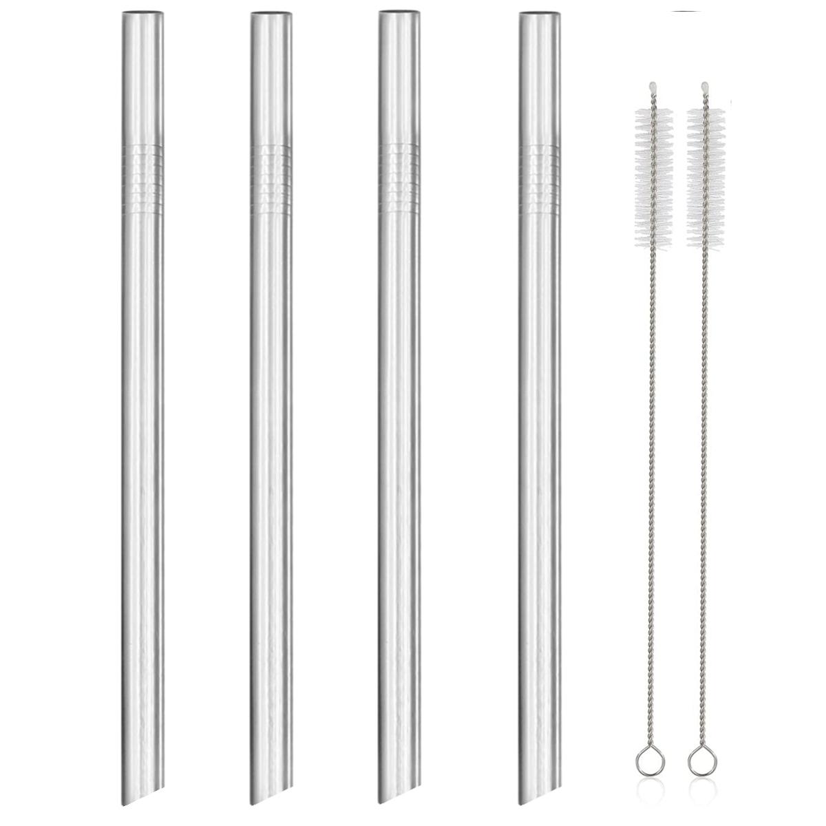 

12-міліметрові багаторазові соломинки Boba, 4 шт. Надширокі соломинки з нержавіючої сталі 304, металеві соломинки для соломинки Bubble Tea для смузі молочних коктейлів