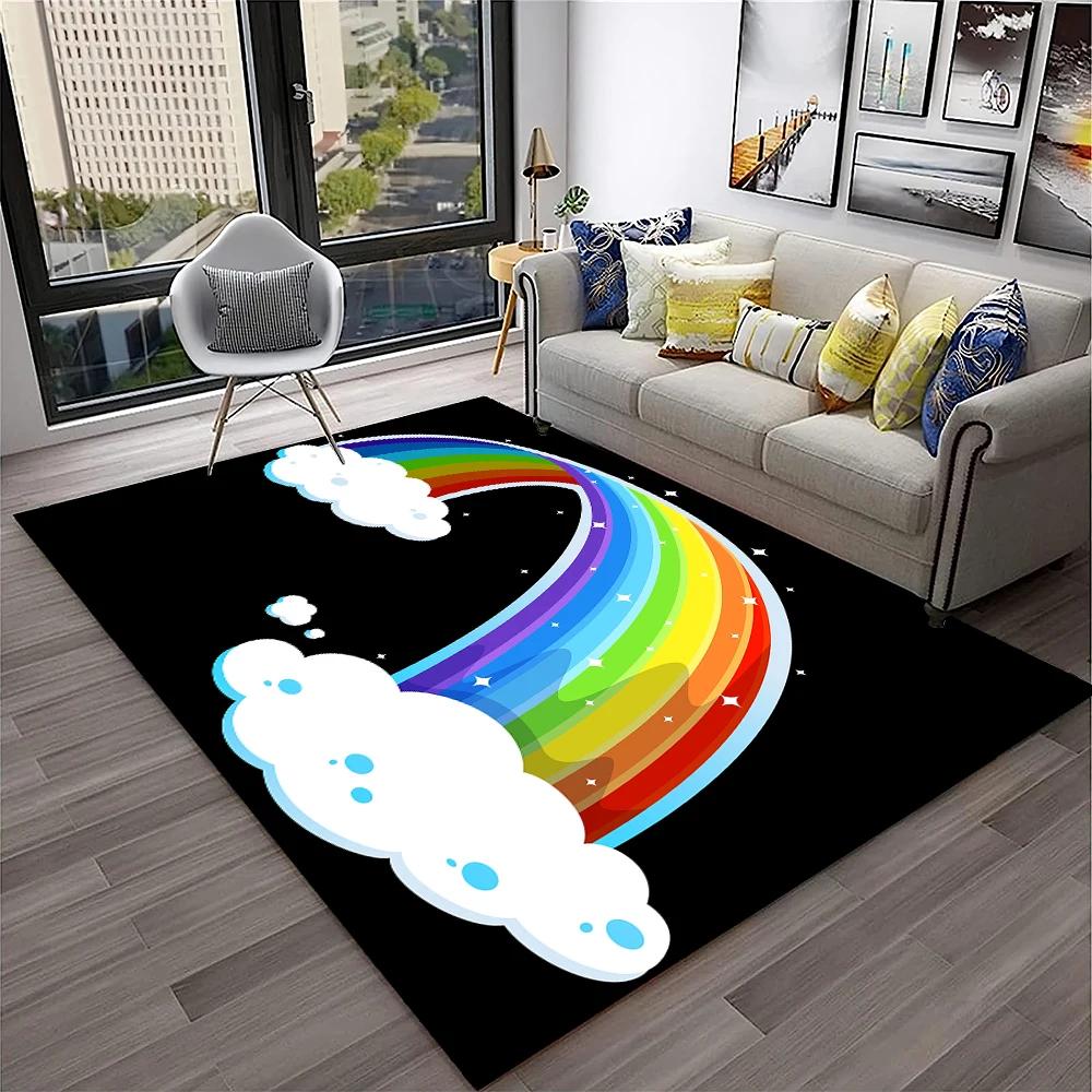 3D Colour Illusion Rainbow Vision HD Carpet Rug for Home Living Room Bedroom Sofa Doormat Decor,kids Area Rug Non-slip Floor Mat
