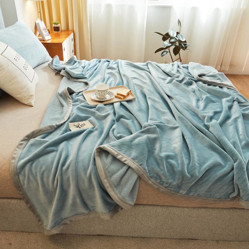 Plush Double-Sided Coral Fleece Blanket for Single Student Dormitory