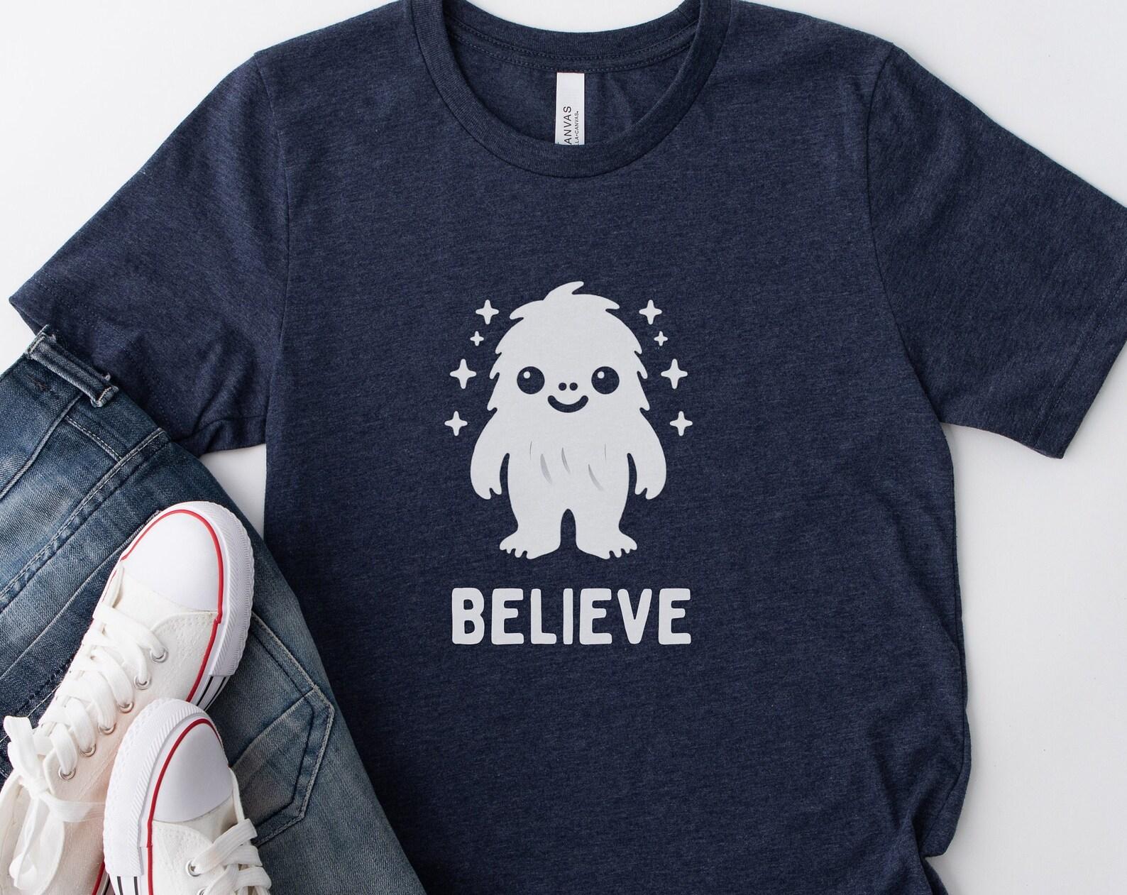 Bigfoot  Believe  T-Shirt Bigfoot Inspired T-Shirt Yetti lovers Gift Sasquatch Shirt Bigfoot shirt for women Bigfoot shirt for men L