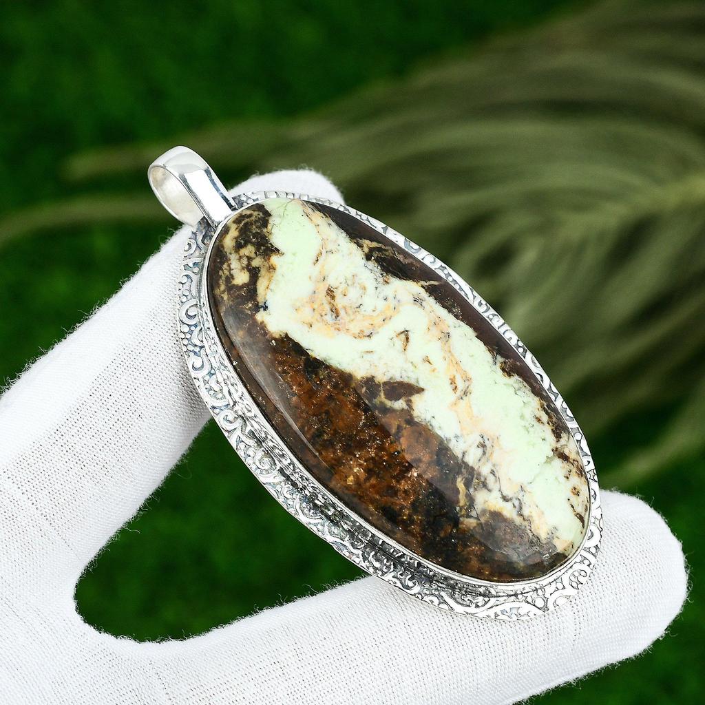 Gift For Women Pendant 925 Sterling Silver Natural Lemon Chrysoprase Gemstone