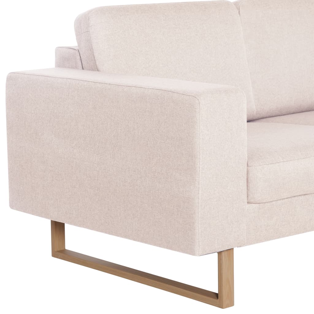 3 Seater Sofa Fabric Cream White