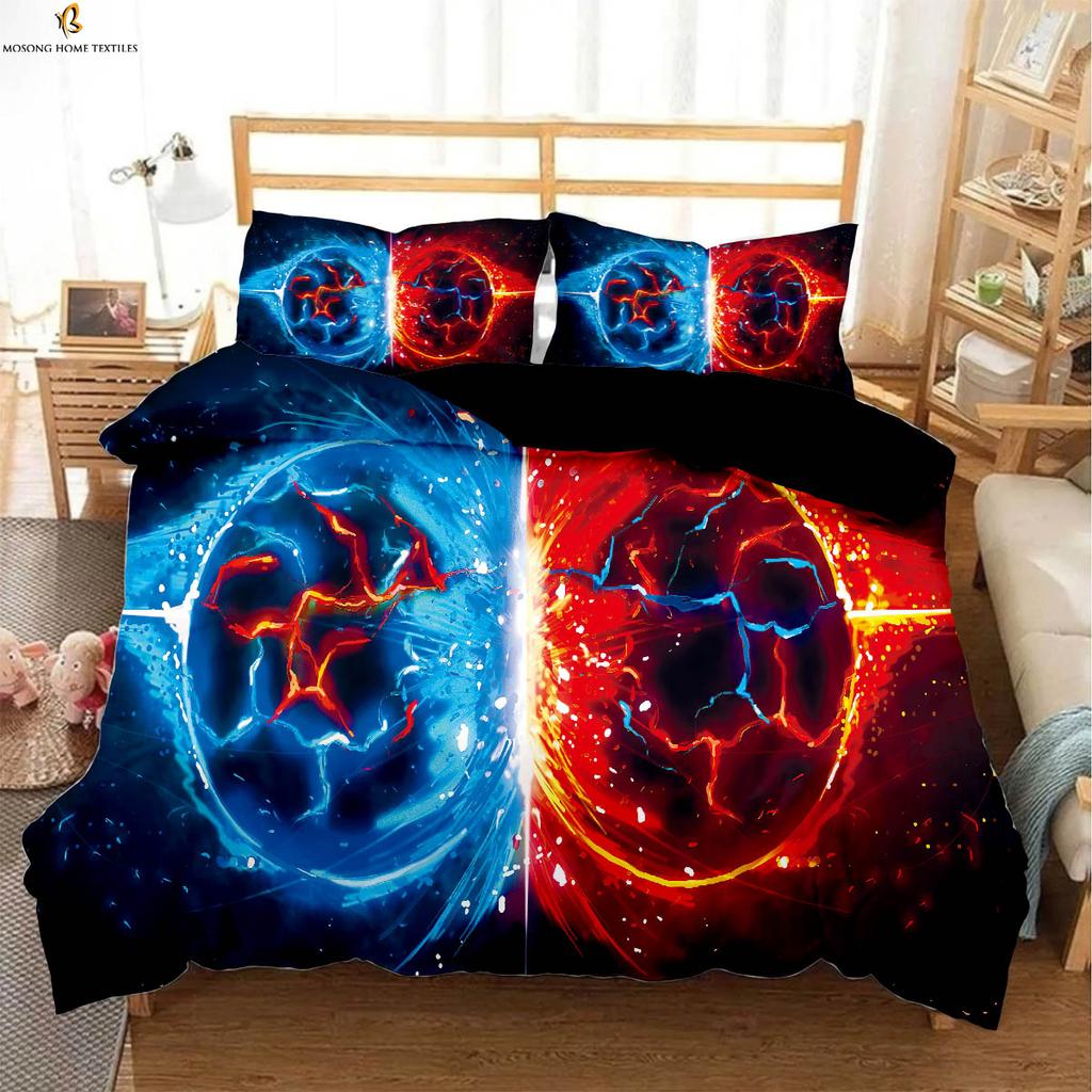 Water and Fire Tai Chi Printed Quilt Cover Bedding Textile Quilt Cover Pillowcase Three-piece Set Machine Washable