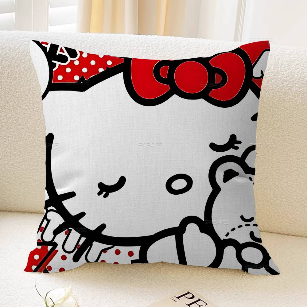 Cute H-Hello K-Kitty Cartoon Cushion Cover Inches Farmhouse Decor Home Throw Pillow Covers For Couch Decorations