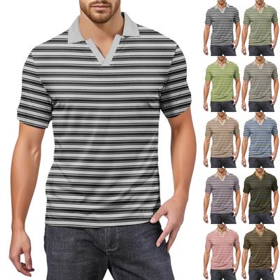 Men's Fashion Printed V-Neck Short Sleeve Top Golf T-Shirt