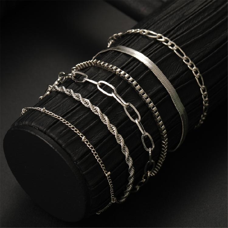 6 Pieces Stylish 14K Gold Plated Bracelets for Women Portable and Comfortable Cuban Link Chain Daily Use Casual Wear