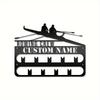 Steel Rowing Wall Decor Oarsman Gift with Hooks   Personalized Metal Rowing Trophy Holder Team Display