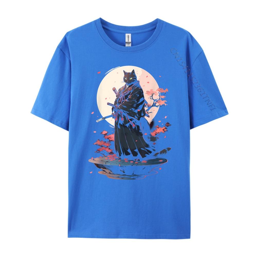 Cat Samurai Ninja Cat Samurai Art Ukiyo E Grahpic Tee Shirt Breathable Mens Clothing Deals Street