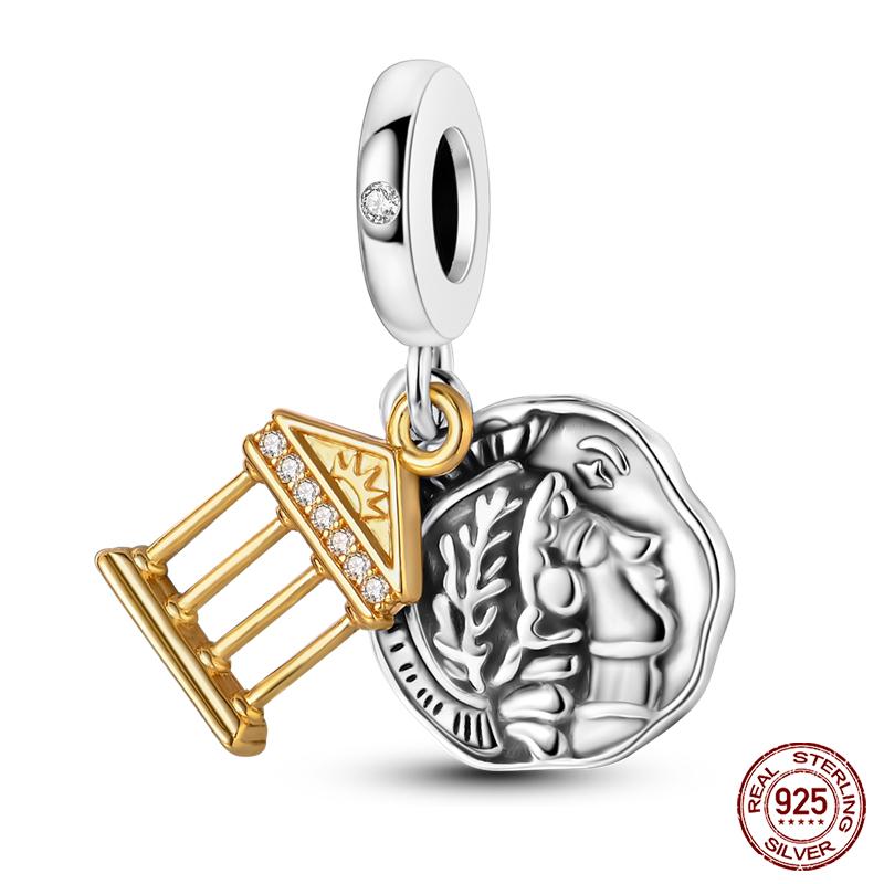 Copper Golden Series Star Moon Pyramid Sunflower Charms Beads Fit Qikaola Original Bracelet Luxury Diy Jewelry Gift