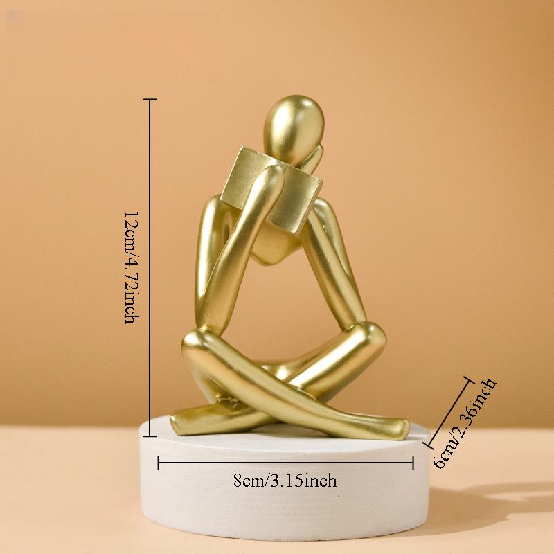 Nordic Thinker Statue Reading Figure Sculpture Abstract Art Ornament Modern Home Living Room Bedroom Office Desk Bookshelf Decor