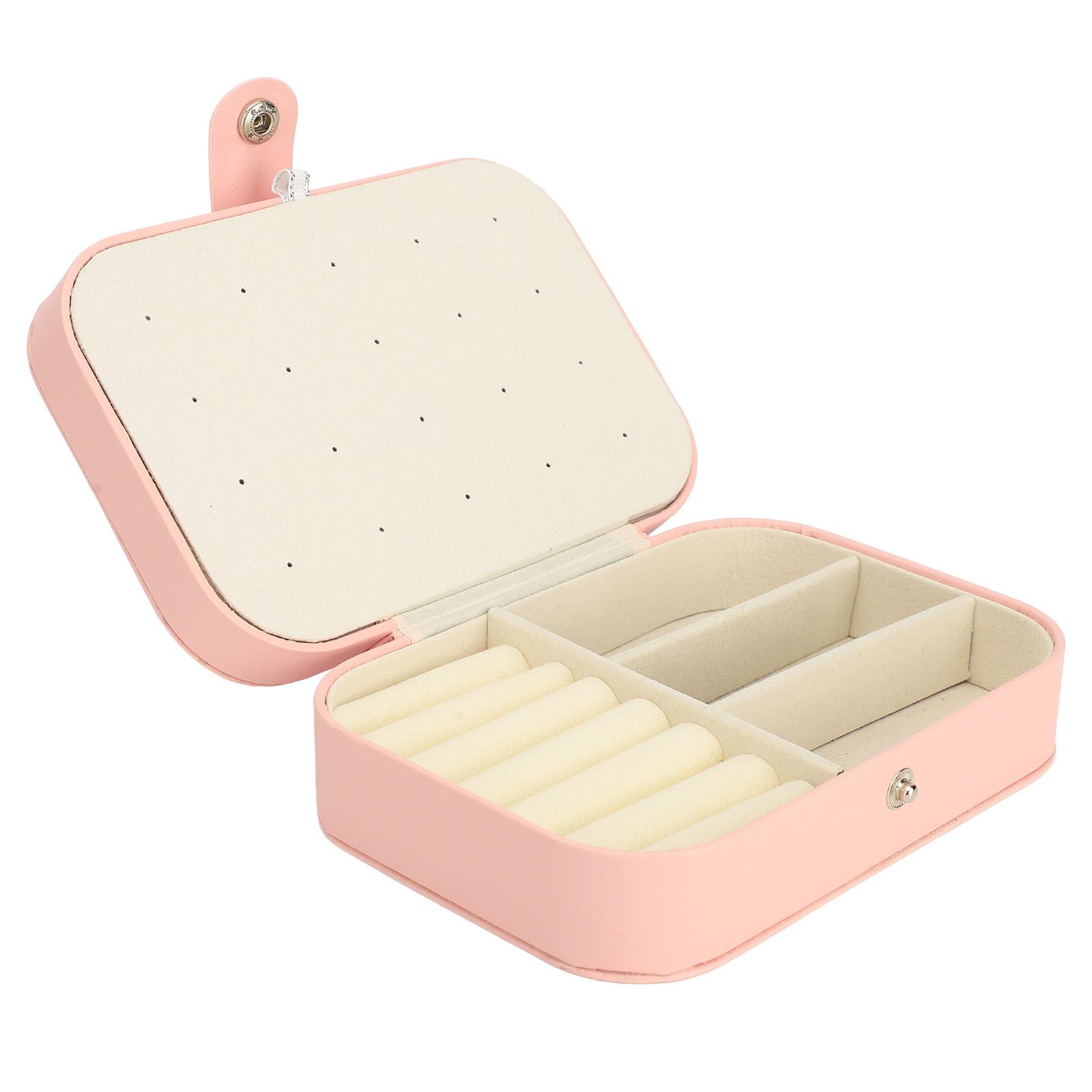 

Travel Jewelry Box Portable Mini Jewelry Storage Box Double Layer PU Leather Jewelry Organizer for Earrings Rings