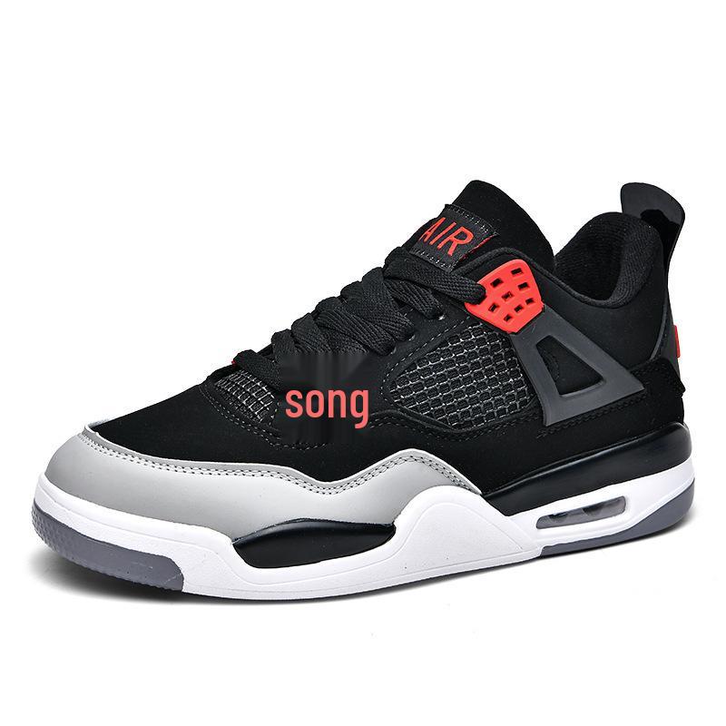 AJ4 Men's Little White Cement High-Top Basketball Sneakers, Thick-Soled, Autumn 2025 Trendy Edition