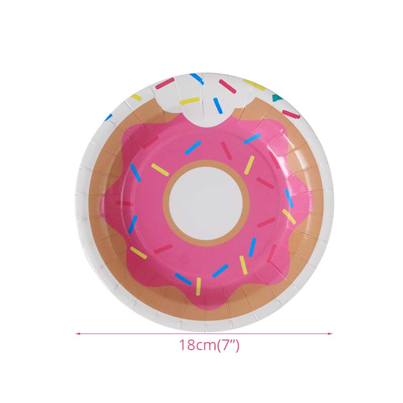 Donut Party Disposable Tableware Paper Plate Cup Napkins Donut Theme Kids 1st Birthday Party Decoration Baby Shower Supplies