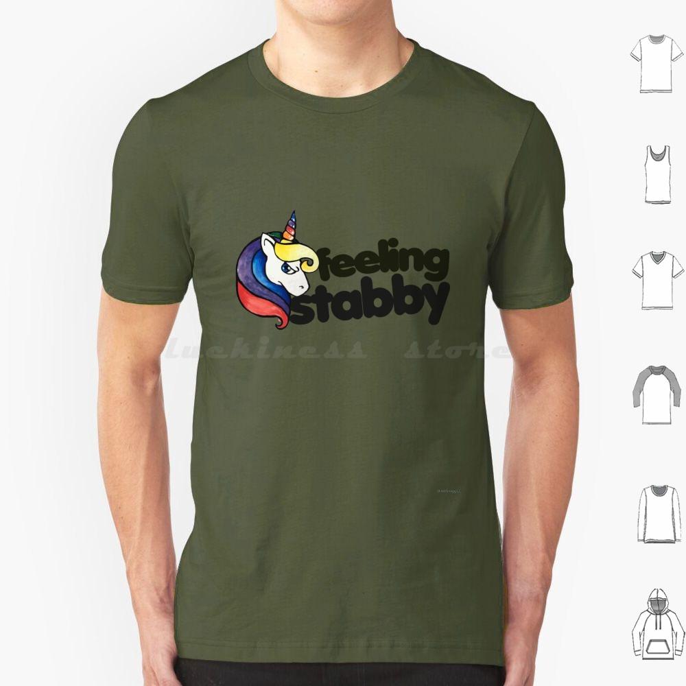 Feeling Stabby T Shirt Cotton Men Women DIY Print Feeling Stabby Stabby Unicorn Unicorns Retro Rainbow Attitude Sass Sassy