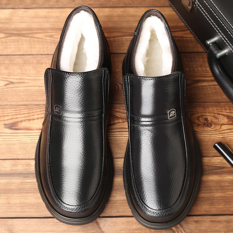 2025 Winter Cotton Shoes Men's Warm High-top Leather Shoes 35 Yards Leisure In the Elderly Father Shoes 46 Yards 47 Yards 48 Yards