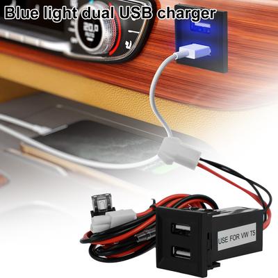 Dual USB Phone Charger Socket Compatible with Transporter T5 2003-2009 Car Charger Power Socket Premium 5V 3A Adapter for Auto