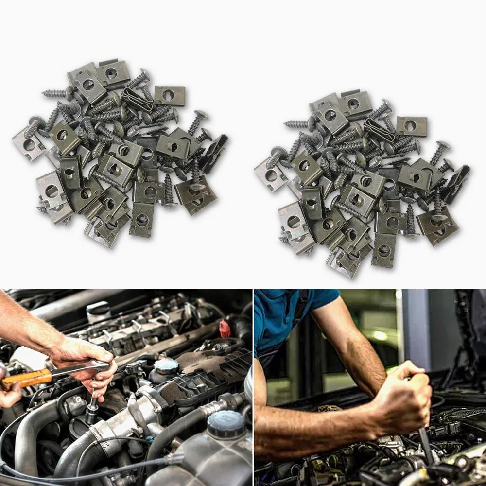 Self Tapping Screws Metal Fastener Clip for Car Motorcycle U-Type Clip with Screw Anti-rust Protection Clip Screw Iron Sheet Kit