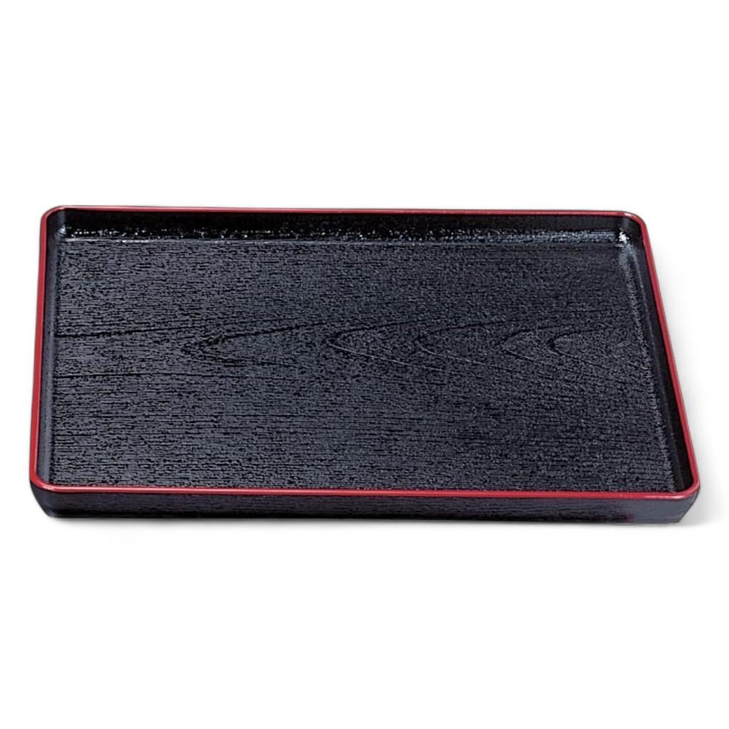 Oju Wood Grain Tray in Black and Lacquerware Made in Japan J-kitchens (6 shaku) Red, 48cm, (ABS Resin),
