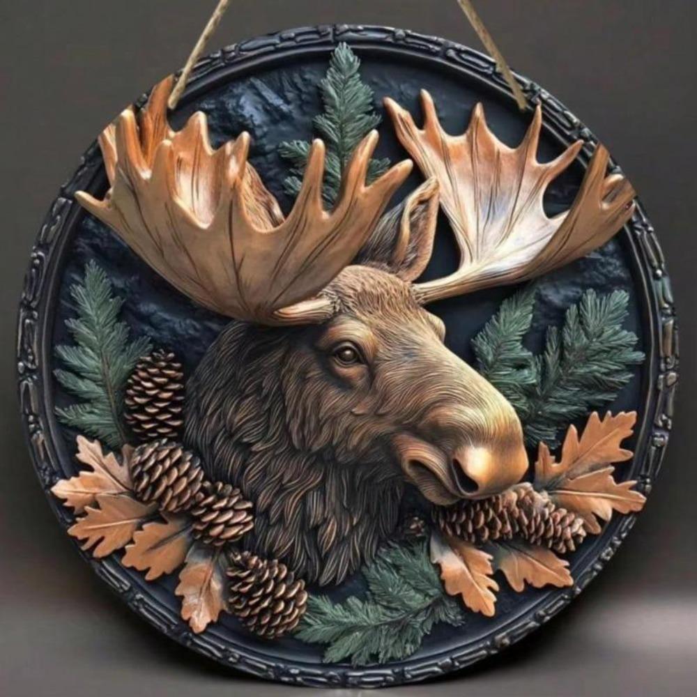 Metal Moose Tin Sign Wall Decor for Pub Kitchen Cafe Home Office