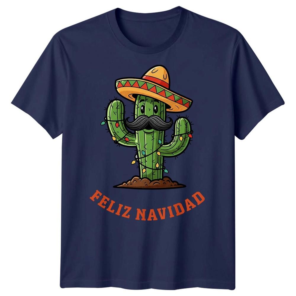 Cactus Feliz Navidad Christmas Holidays Unisexs TShirt Festive Sombrero Tee