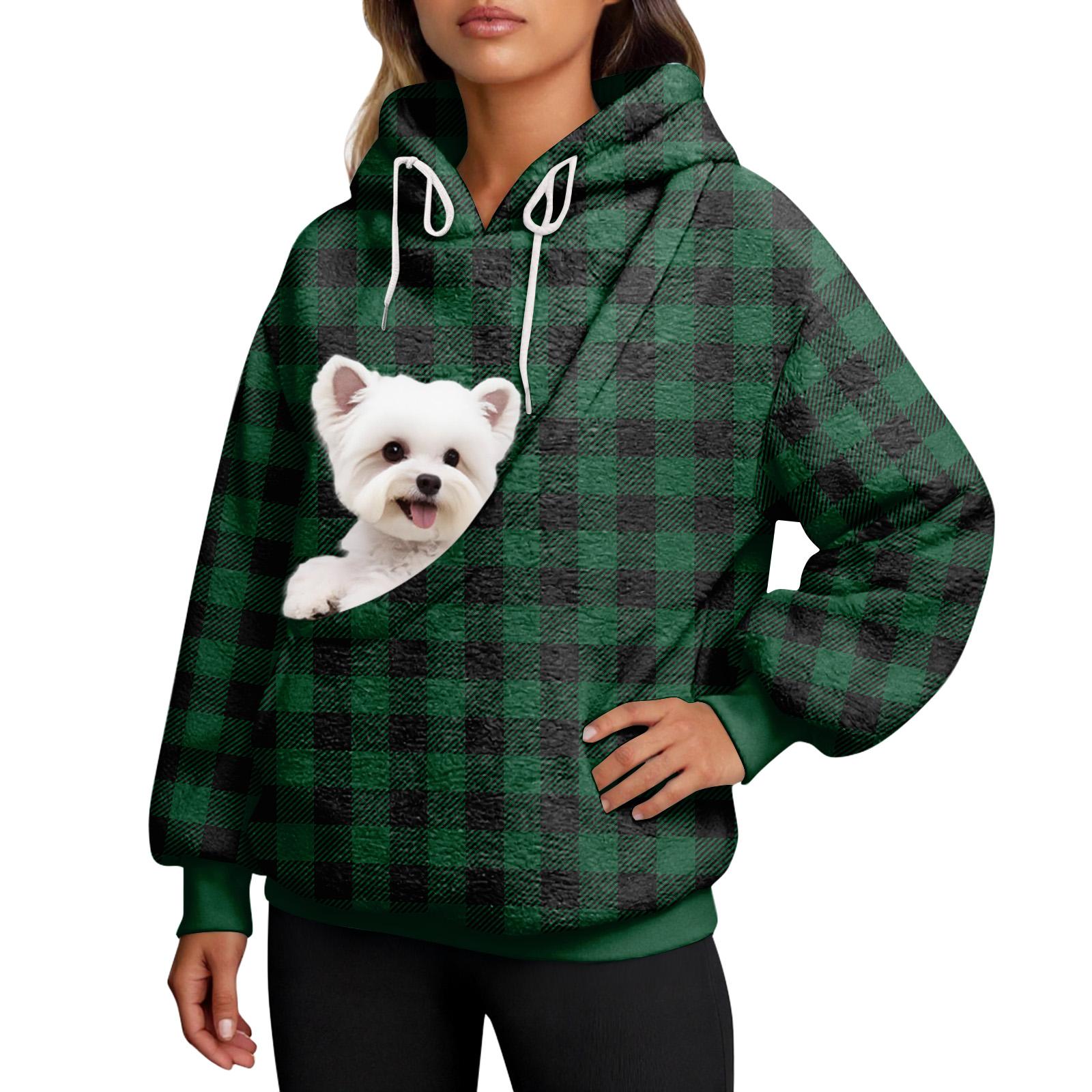 Women s Plaid Print Pullover Top Long Sleeve Sports Flannel Top L