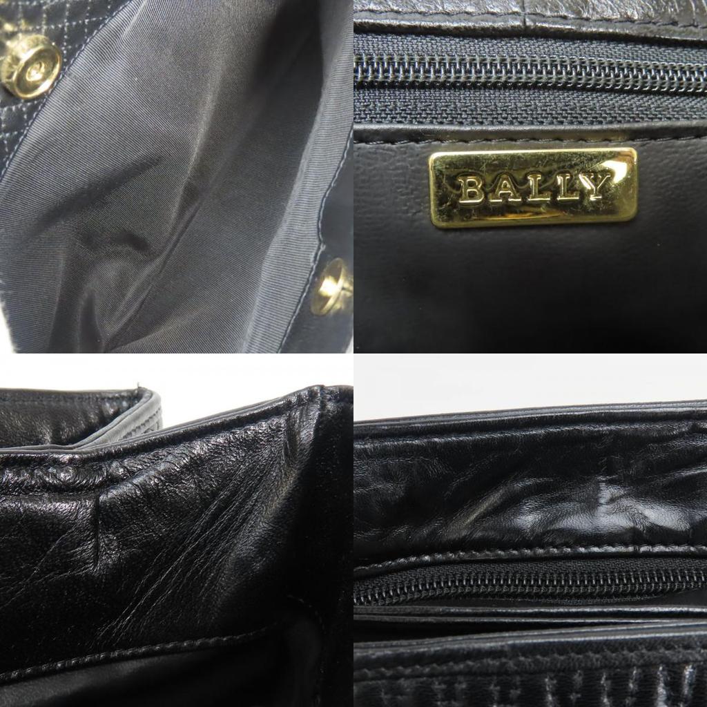Used BALLY Tote Bag quilting leather black Chain